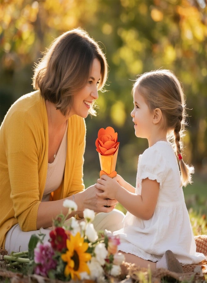 بيومي مجموعة بيومي لصنع باقة زهور - مجموعة صنع باقة زهور خريفية مكونة من 24 قطعة للأطفال، هدية مثالية لعيد الشكر. اصنع بنفسك باقة زهور ورقية ثلاثية الأبعاد تعبر عن الامتنان، مشروع فني يمكنك صنعه بنفسك للمنزل أو المدرسة أو الفصل الدراسي. - Image 4